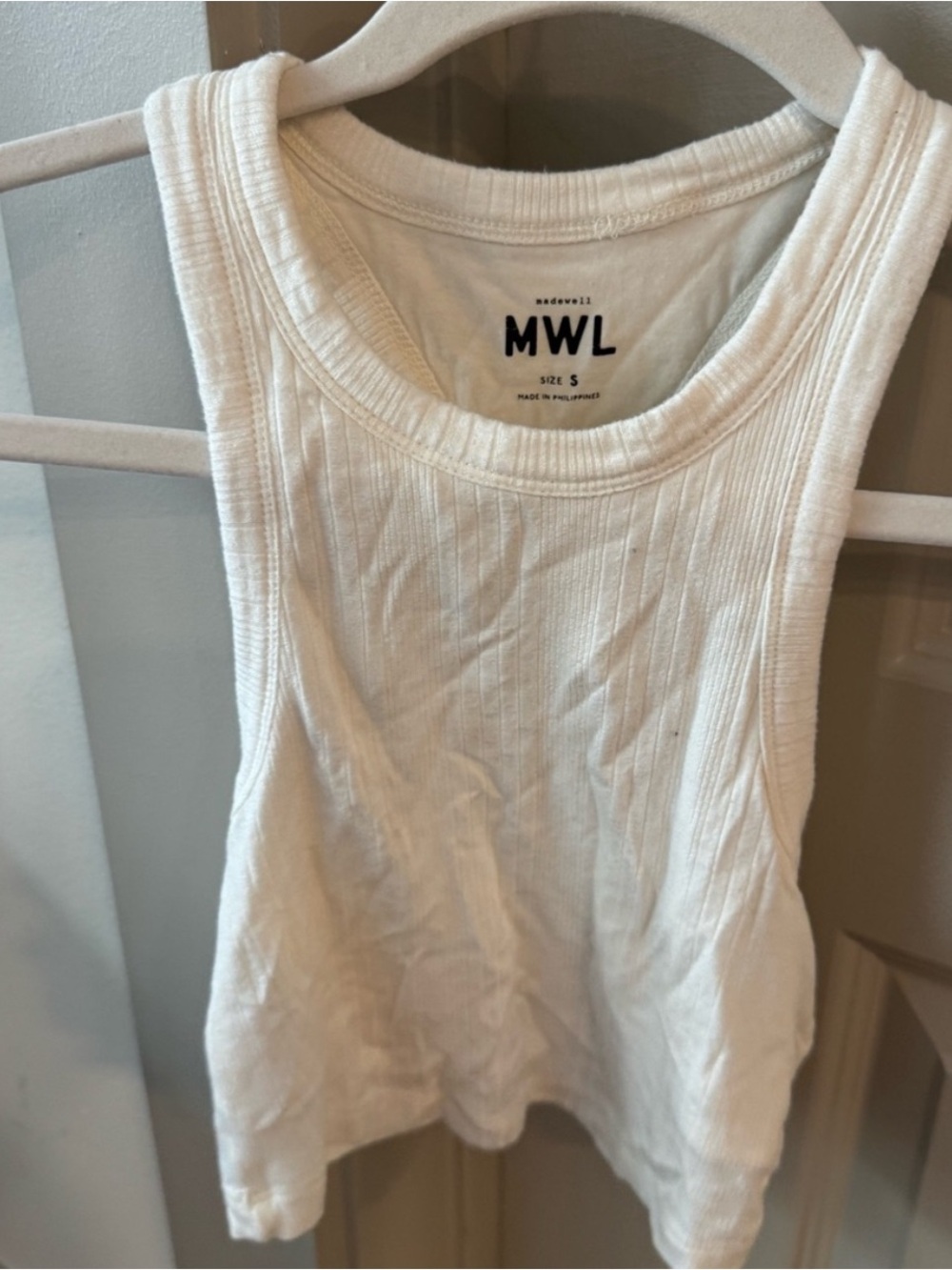 Madewell White Ribbed Racerback Tank - Picture 1 of 2